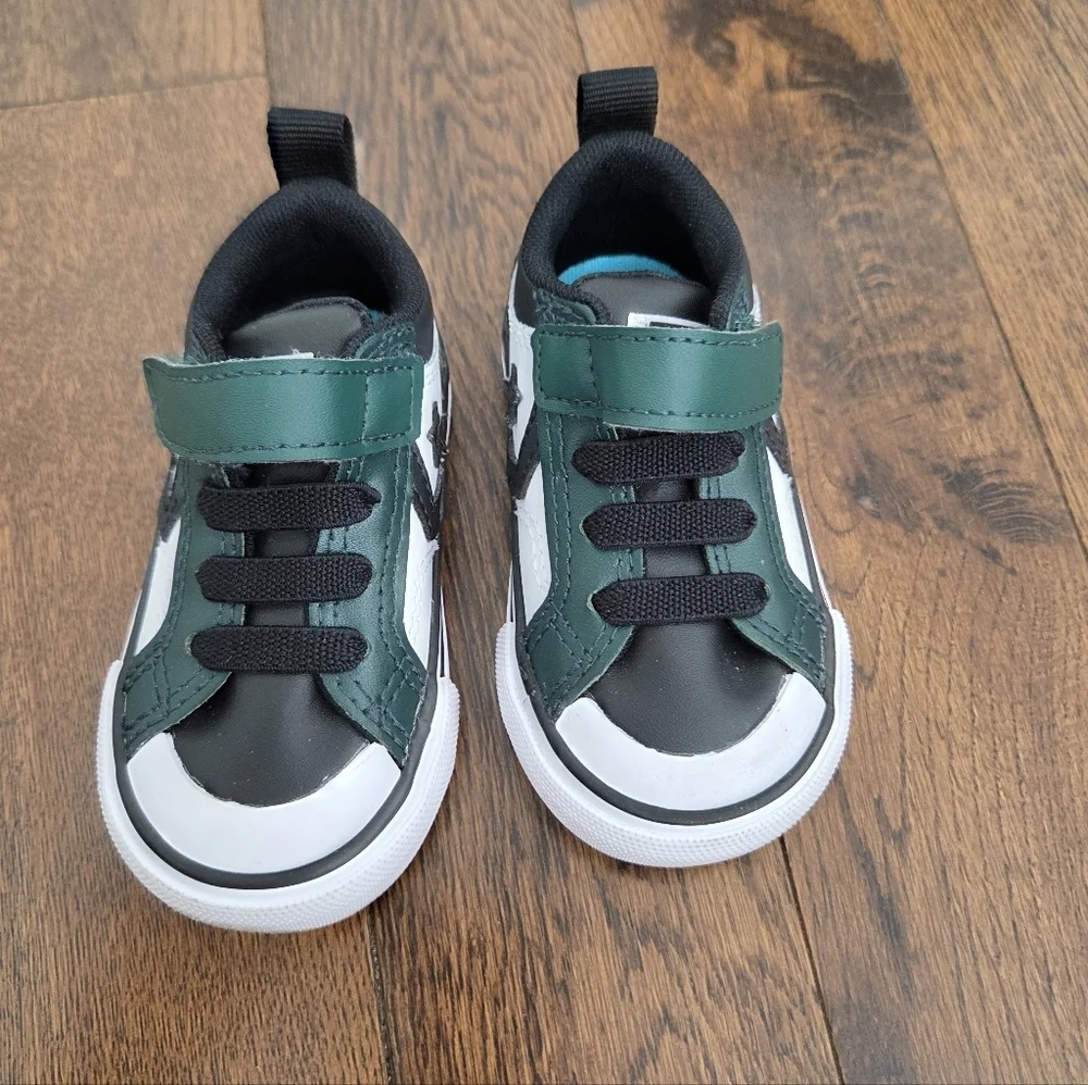 Converse Pro Blaze Baby Leather Strap Shoes in Green Envy/White/Black Size 4